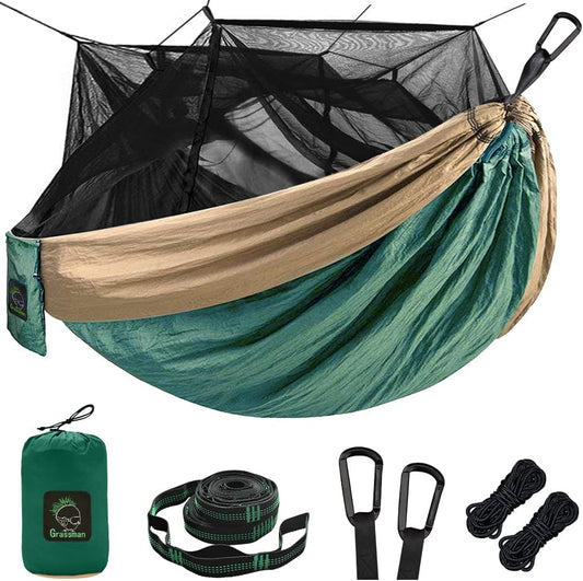 Camping Hammock Mosquito Net, Portable Hammock with Net Single or Double, Hammock Tent for Travel Camping, Camping Accessories for Indoor, Outdoor, Hiking, Backpacking, Backyard, Beach